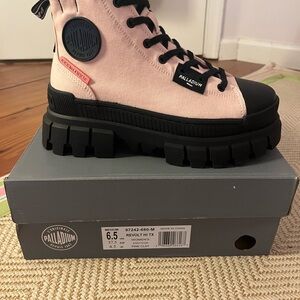 Palladium Pink and Black High-Top Boots